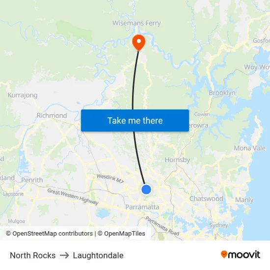 North Rocks to Laughtondale map