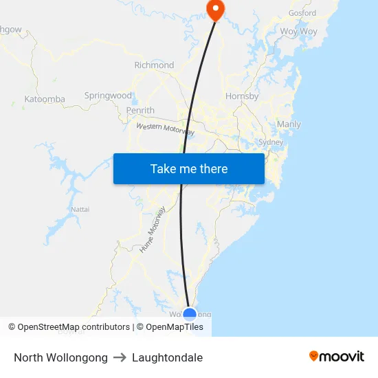 North Wollongong to Laughtondale map