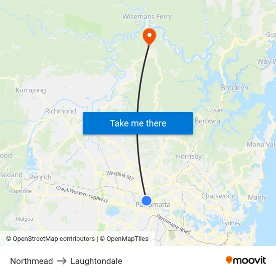 Northmead to Laughtondale map