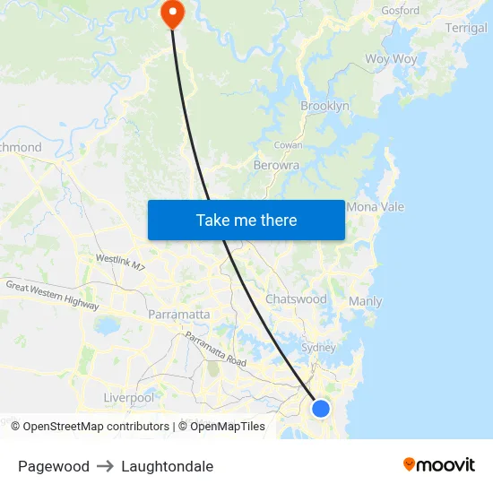 Pagewood to Laughtondale map