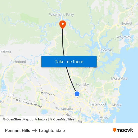 Pennant Hills to Laughtondale map