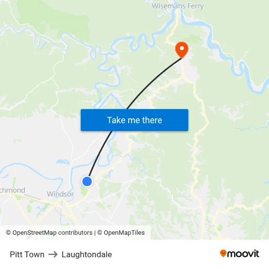 Pitt Town to Laughtondale map