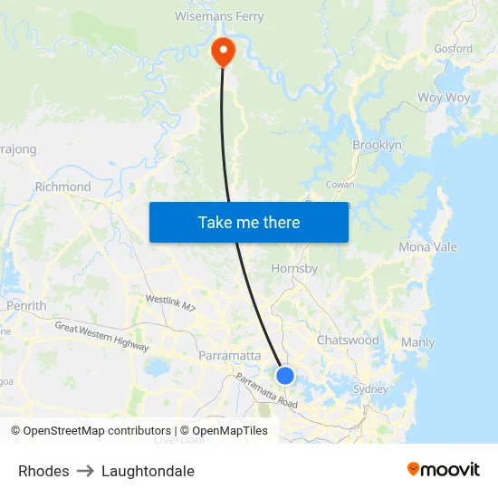 Rhodes to Laughtondale map