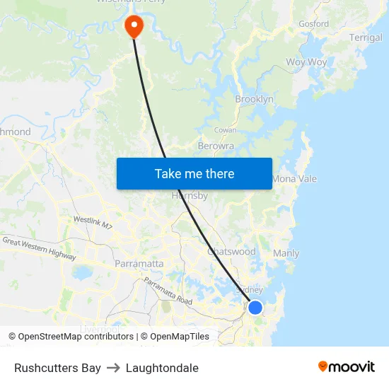 Rushcutters Bay to Laughtondale map