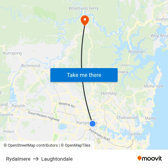 Rydalmere to Laughtondale map