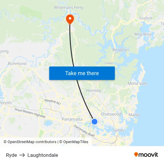 Ryde to Laughtondale map