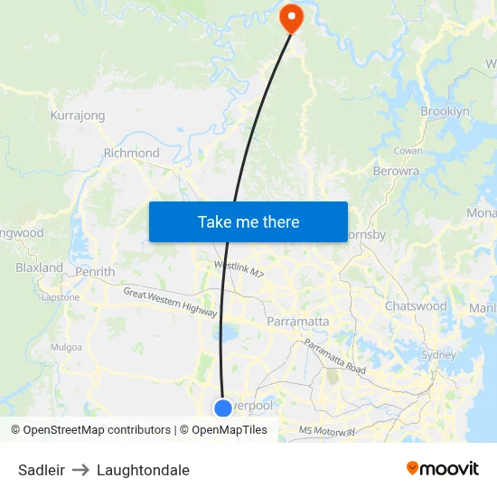 Sadleir to Laughtondale map