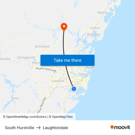 South Hurstville to Laughtondale map