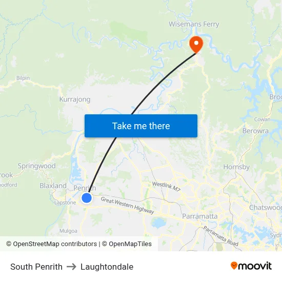 South Penrith to Laughtondale map