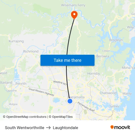 South Wentworthville to Laughtondale map