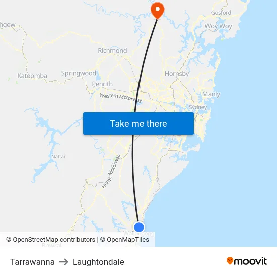 Tarrawanna to Laughtondale map