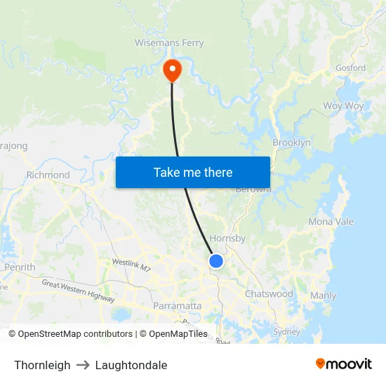 Thornleigh to Laughtondale map