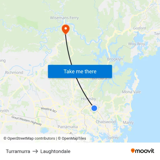Turramurra to Laughtondale map