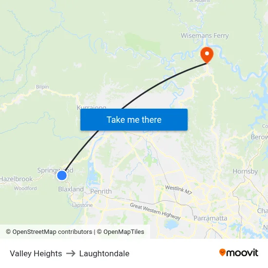 Valley Heights to Laughtondale map