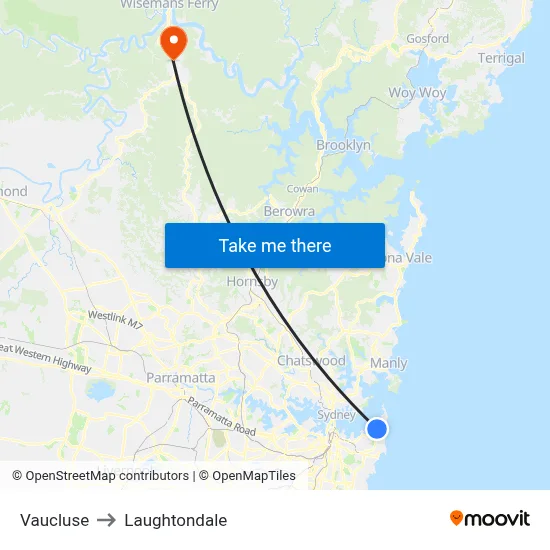 Vaucluse to Laughtondale map