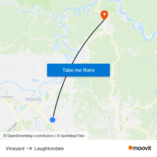 Vineyard to Laughtondale map