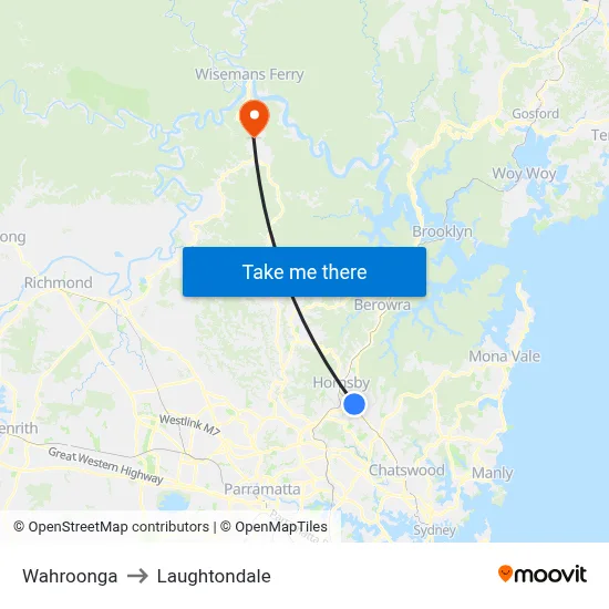 Wahroonga to Laughtondale map