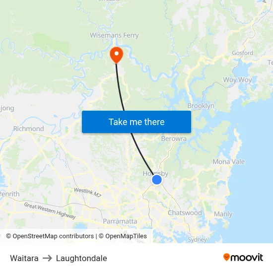 Waitara to Laughtondale map