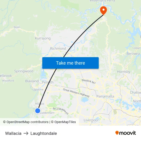 Wallacia to Laughtondale map