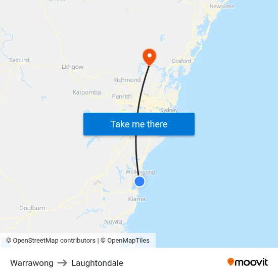 Warrawong to Laughtondale map