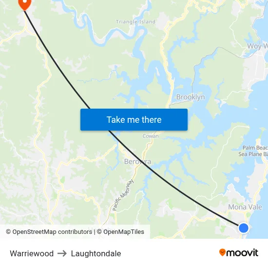 Warriewood to Laughtondale map