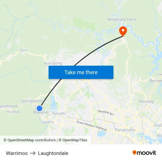 Warrimoo to Laughtondale map