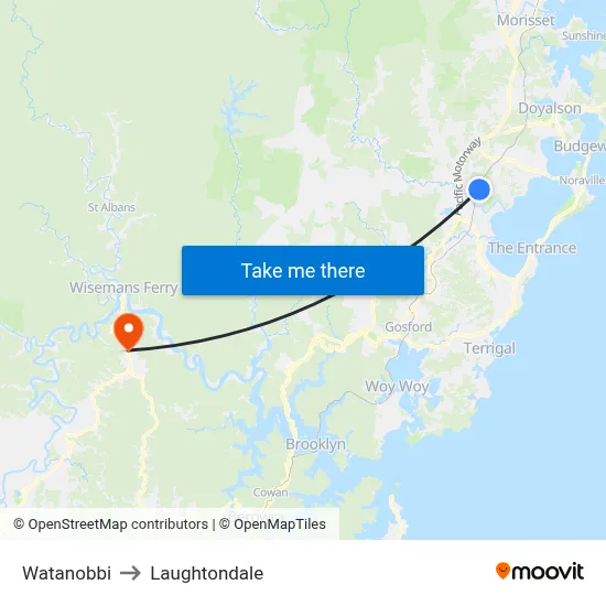 Watanobbi to Laughtondale map