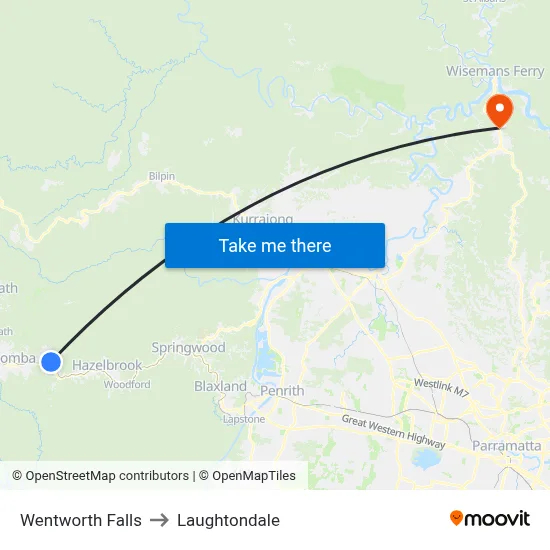 Wentworth Falls to Laughtondale map