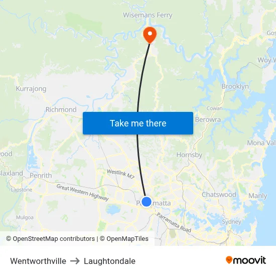 Wentworthville to Laughtondale map