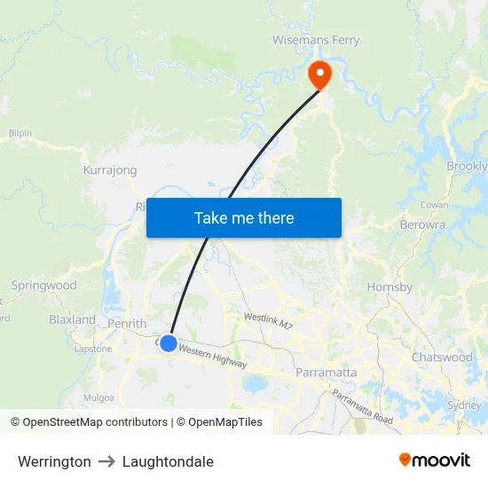 Werrington to Laughtondale map