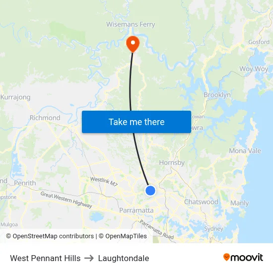 West Pennant Hills to Laughtondale map
