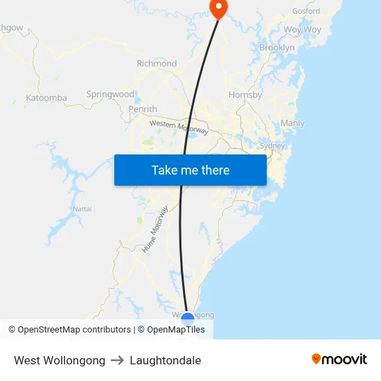 West Wollongong to Laughtondale map