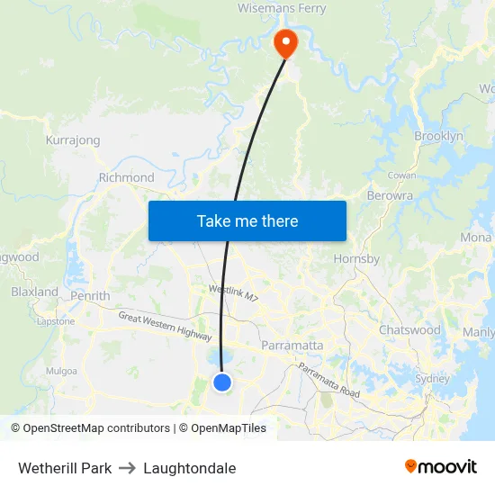 Wetherill Park to Laughtondale map