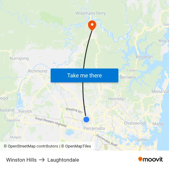 Winston Hills to Laughtondale map