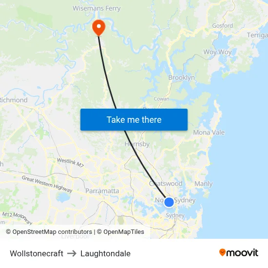 Wollstonecraft to Laughtondale map