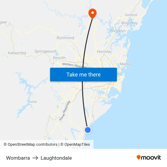 Wombarra to Laughtondale map