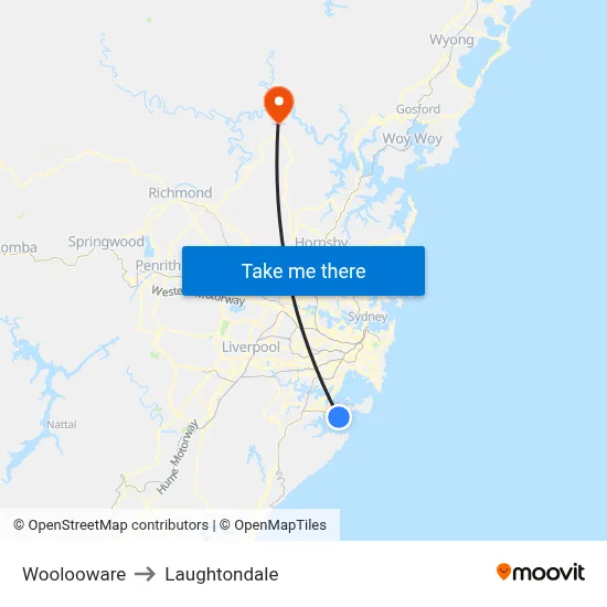 Woolooware to Laughtondale map
