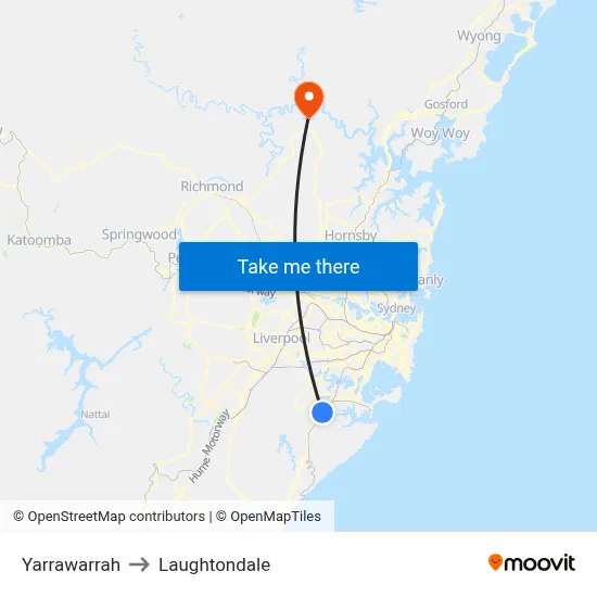 Yarrawarrah to Laughtondale map