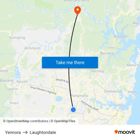 Yennora to Laughtondale map