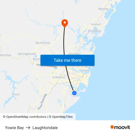 Yowie Bay to Laughtondale map