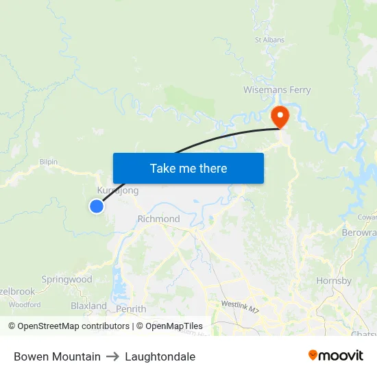 Bowen Mountain to Laughtondale map
