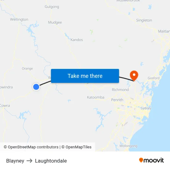 Blayney to Laughtondale map