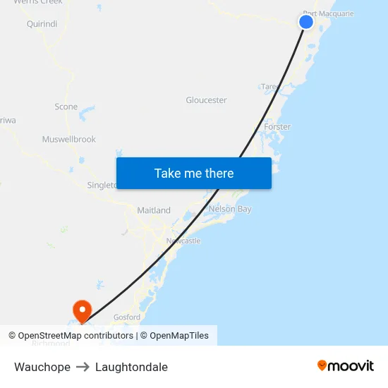 Wauchope to Laughtondale map