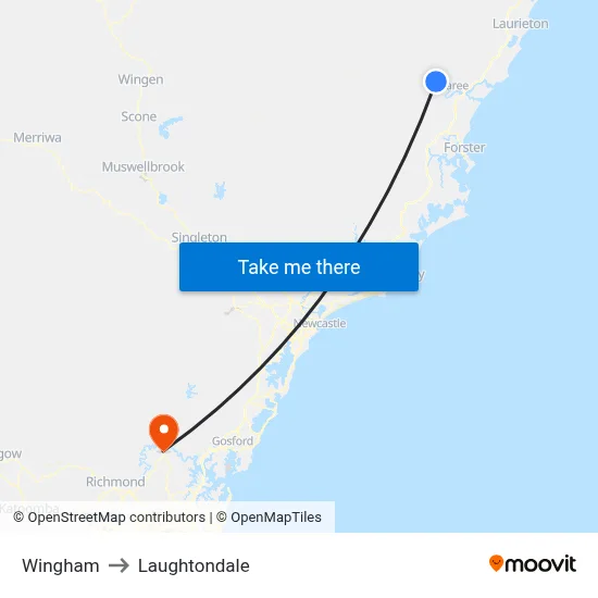 Wingham to Laughtondale map