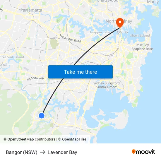 Bangor (NSW) to Lavender Bay map