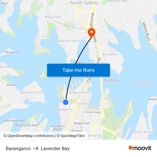 Barangaroo to Lavender Bay map