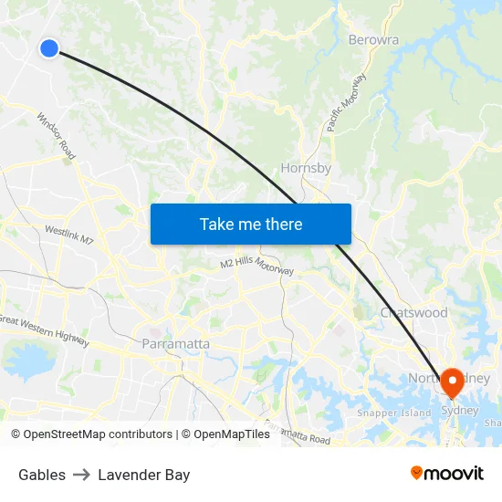 Gables to Lavender Bay map