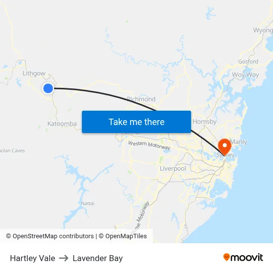 Hartley Vale to Lavender Bay map