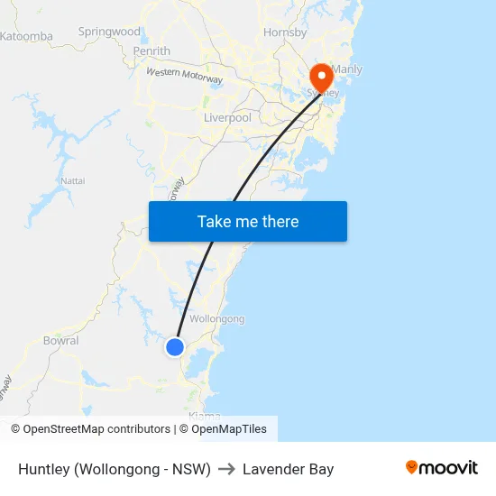 Huntley (Wollongong - NSW) to Lavender Bay map