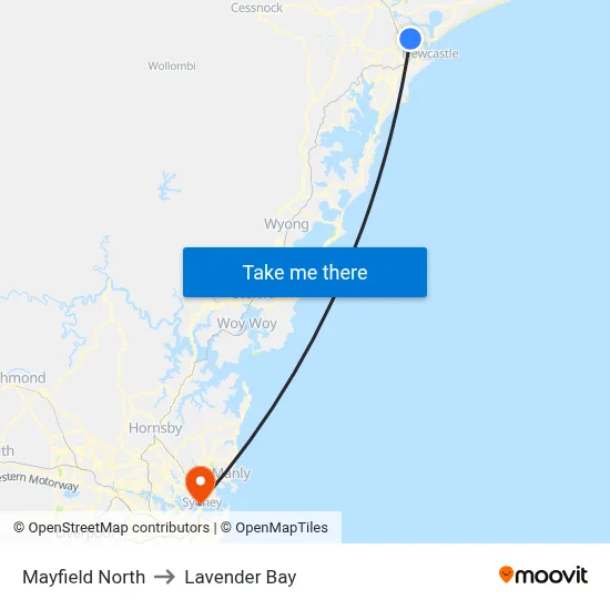 Mayfield North to Lavender Bay map